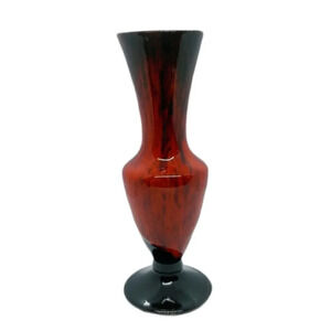 Vintage Orange & Dark Brown/Black  Drip Glaze Vase